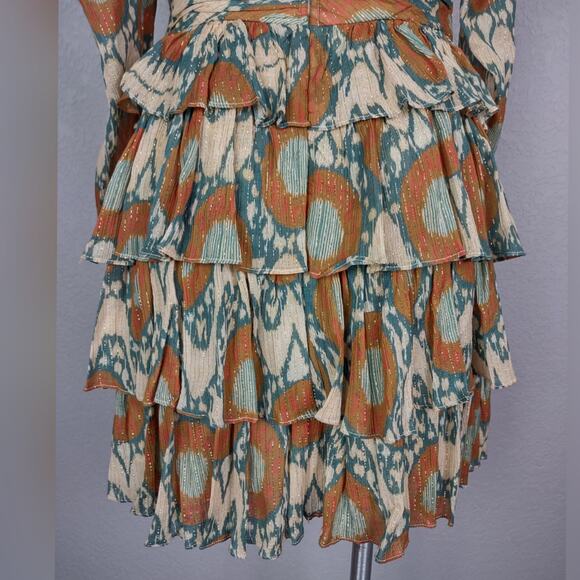 ULLA JOHNSON Naiya Dress Metallic Ruffle Mini Size 6 - Picture 12 of 16